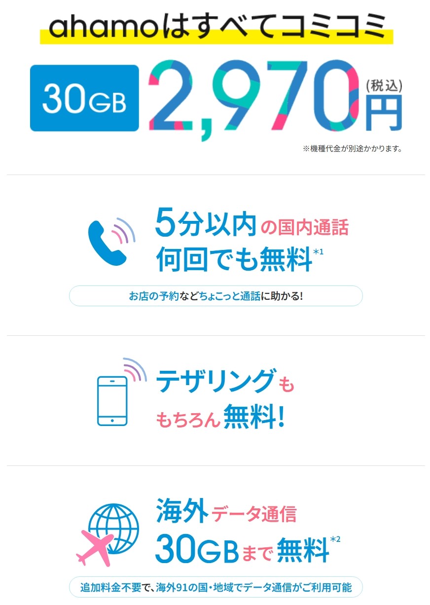 ahamoの料金プランと特徴