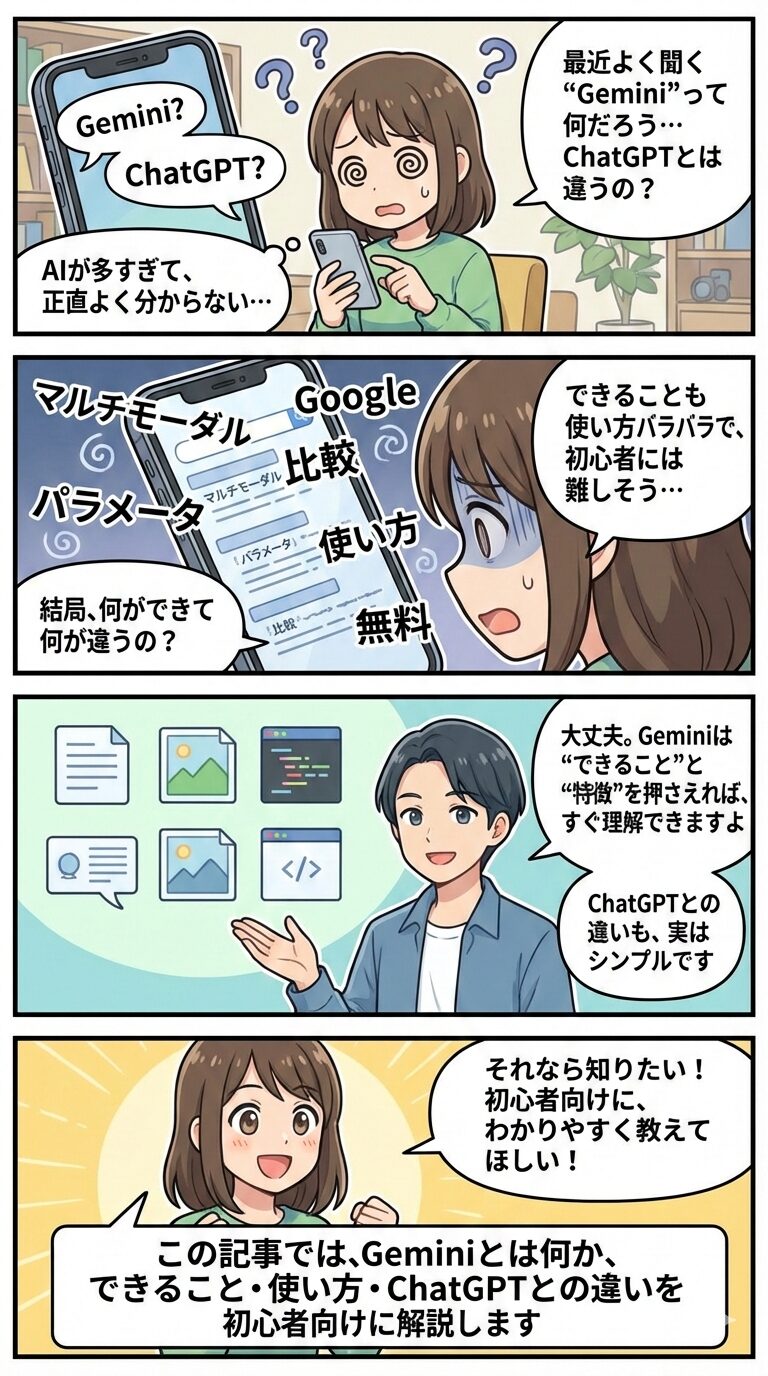 【初心者向け】Geminiとは？できること・使い方・ChatGPTとの違いをわかりやすく解説