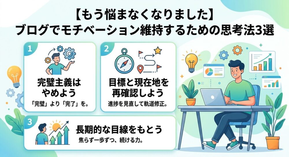 【もう悩まなくなりました】ブログでモチベーション維持するための思考法3選┃初心者が陥りがちな罠